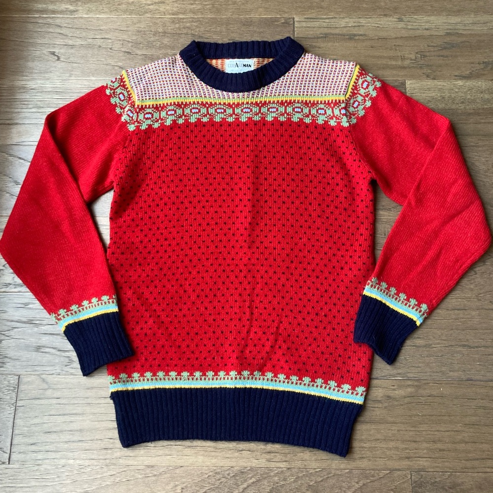Vintage CollageMan Bold Printed Sweater Women’s Small- Korea